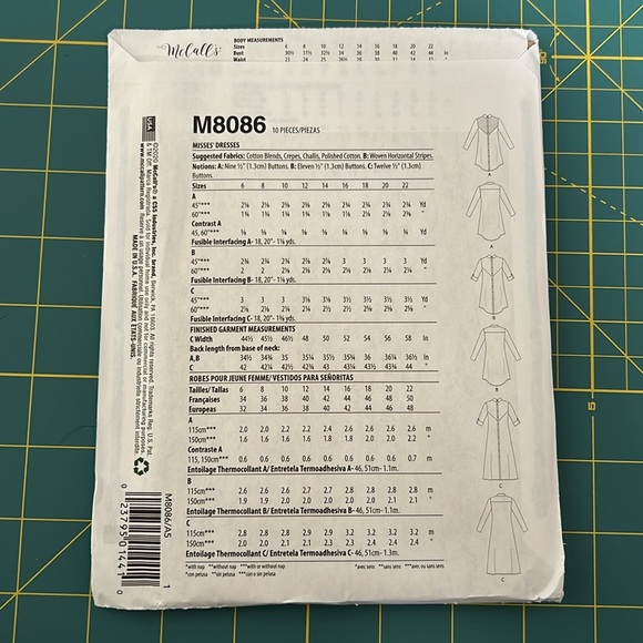 McCall Sewing Pattern - Dress M8086 - Picture 2 of 9